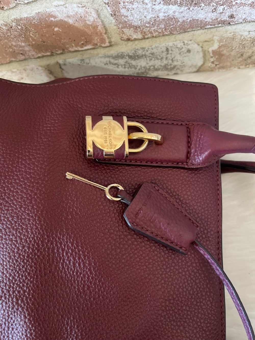 Michael Kors Burgundy Leather Satchel with Gold Hardware - Picture 8 of 13